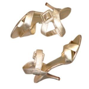 Ann Marino Women's Golden Cross Strip Comfort Heel Shoes Size 10